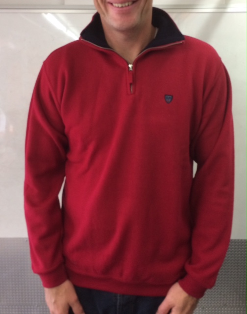 Pull Homme Col Camionneur Rouge