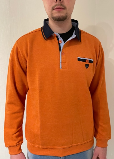 Sweat- polo- orange Ref 555 C de la marque yacht collection- Vêtements de qualité-sopaouest.fr
