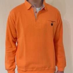 polo-sweat saumon (salami) de la marque yacht collection ref new 175, vêtements de qualité- sopaouest.fr