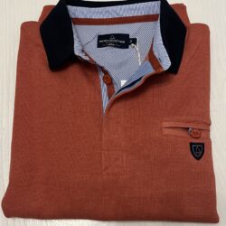 sweat polo de la marque yacht collection coloris rouille ref 175. vêtements de qualité. sopaouest.fr